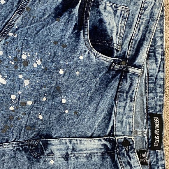 Legendary Status Men's 46 Jean Shorts Stretch Slim Fit Paint Splatter Tie Die - Picture 5 of 12